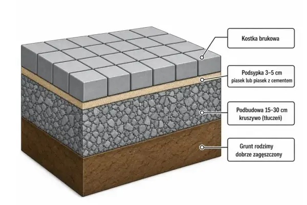 Układanie kostki brukowej - warstwy podłoża to podstawa!