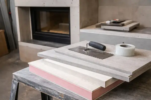 Obudowa kominka w salonie - Wybierz materiał, który nie pęka!
